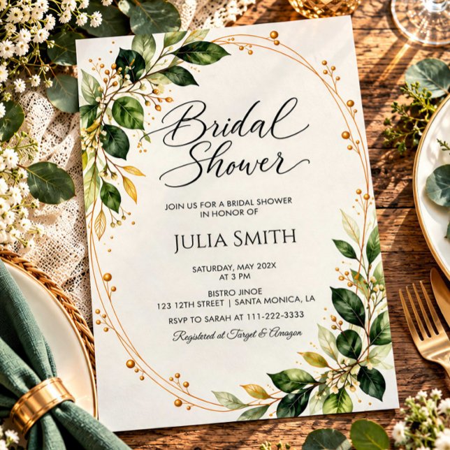 Invitación de Despedida de Soltera con Verde y Dor (Subido por el creador)