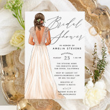 Invitación de Despedida de Soltera con Vestido Ele