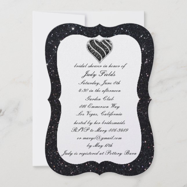 Invitación de Despedida de Soltera Corazón Negro P (Anverso)
