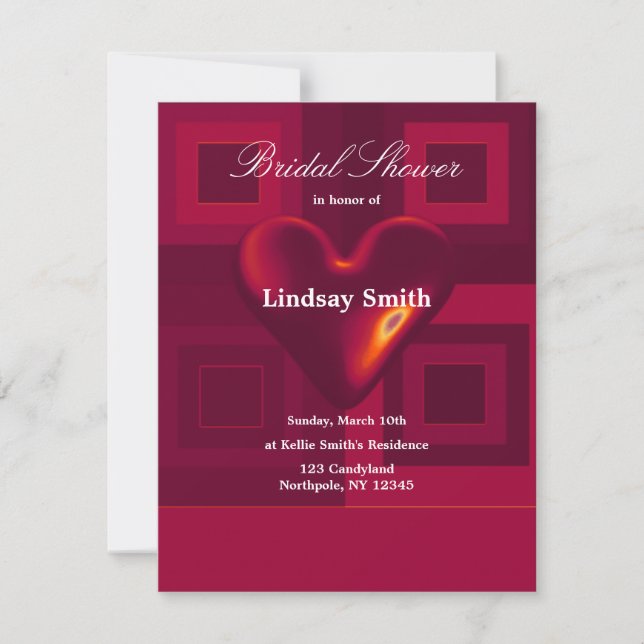 Invitación de Despedida de Soltera Corazón Rojo (Anverso)