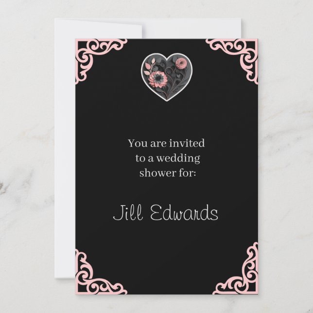 Invitación de Despedida de Soltera Corazón Rojo Bo (Anverso)