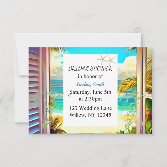 Invitación de Despedida de Soltera Costera Tropica (Anverso)