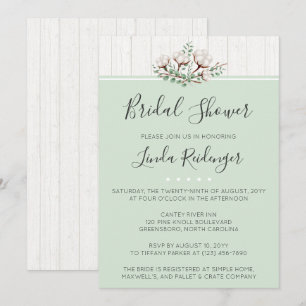 Invitación de Despedida de Soltera de Algodón Rúst
