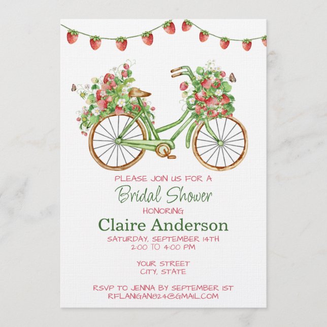 Invitación de Despedida de Soltera de Bicicleta co (Anverso)