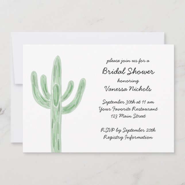 Invitación de Despedida de Soltera de Cactus Sagua (Anverso)