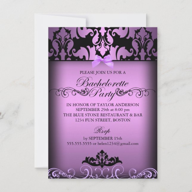 Invitación de despedida de soltera de Damasco Eleg (Anverso)