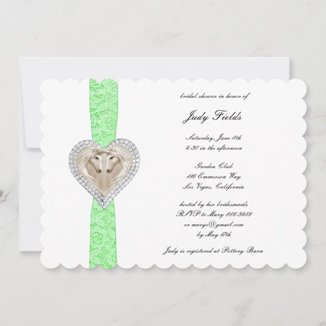 Invitación de Despedida de Soltera de Encaje Verde (Anverso)