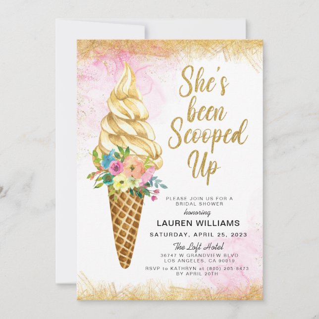 Invitación de Despedida de Soltera de Helado Servi (Anverso)