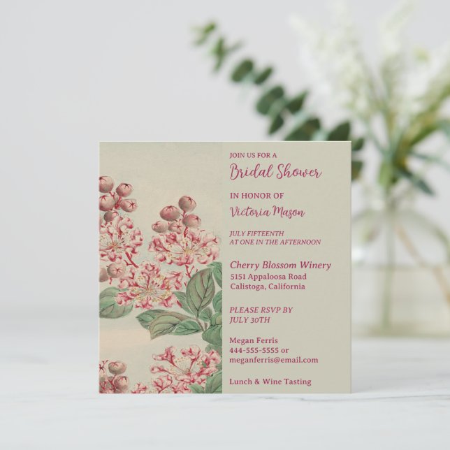 Invitación de Despedida de Soltera de Jardín Pinta (Anverso de pie)