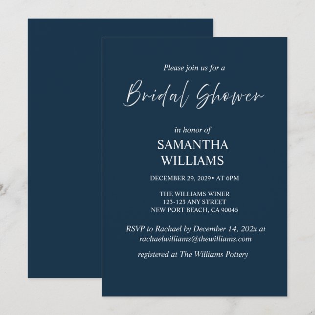 Invitación de Despedida de Soltera de la Marina (Anverso / Reverso)