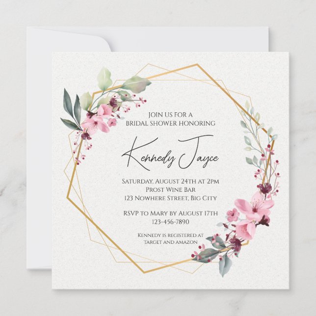 Invitación de despedida de soltera de laurel flora (Anverso)