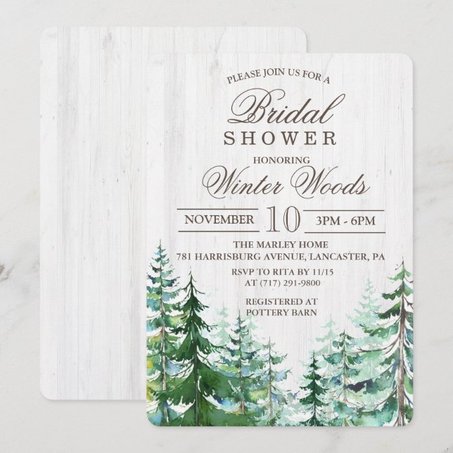 Invitación de Despedida de Soltera de Madera Rústi (Anverso / Reverso)