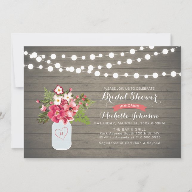 Invitación de Despedida de Soltera de Madera Rústi (Anverso)