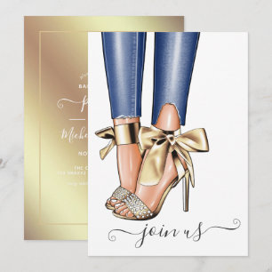 Invitación de despedida de soltera de moda en oro