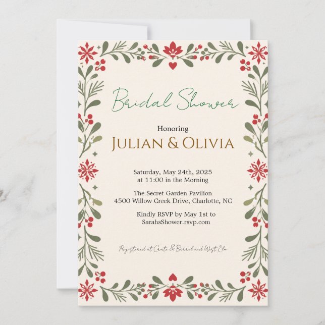 Invitación de Despedida de Soltera de Navidad Acog (Anverso)