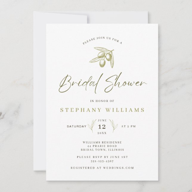 Invitación de Despedida de Soltera de Olivo Medite (Anverso)