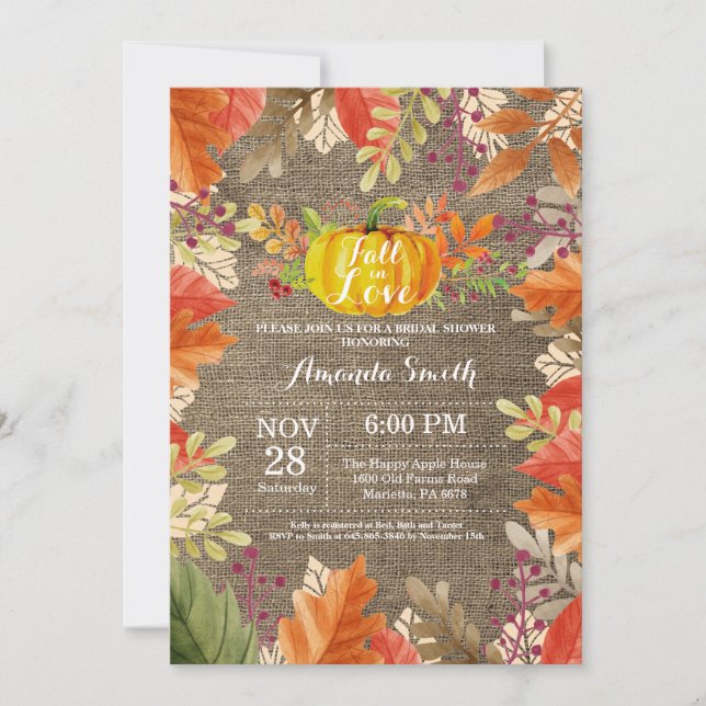 Invitación de Despedida de Soltera de Otoño (Anverso)