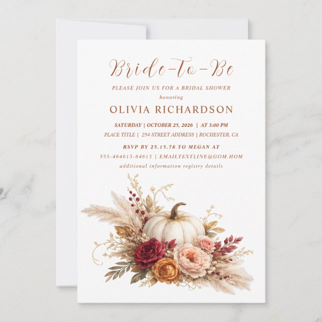 Invitación de Despedida de Soltera de Otoño con Ca (Anverso)