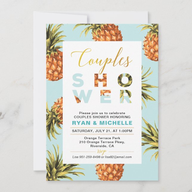 Invitación de Despedida de Soltera de Pareja Veran (Anverso)
