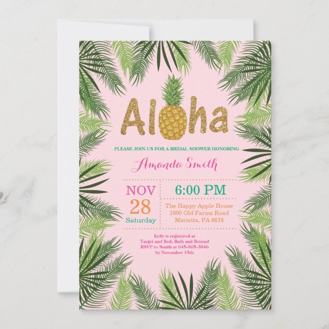 Invitación de Despedida de Soltera de Piña Tropica (Anverso)