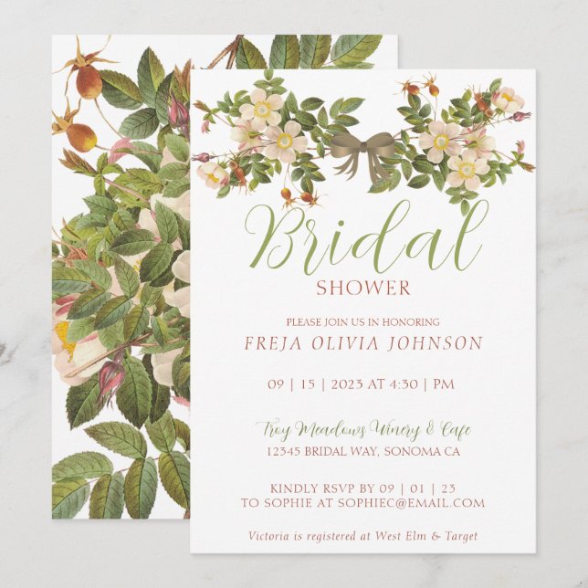 Invitación de Despedida de Soltera de Primrose Pin (Anverso / Reverso)