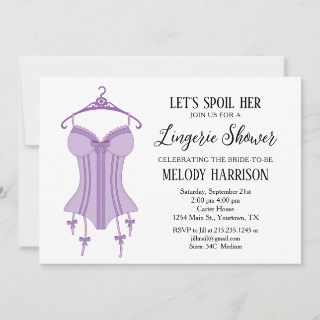 Invitación de Despedida de Soltera de Ropa Interio (Anverso)