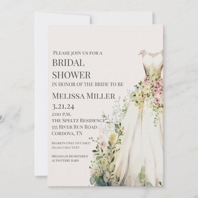 Invitación de Despedida de Soltera de Vestido de B (Anverso)
