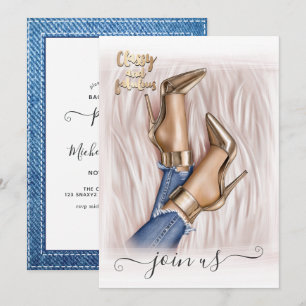 Invitación de despedida de soltera Denim y Gold Fa