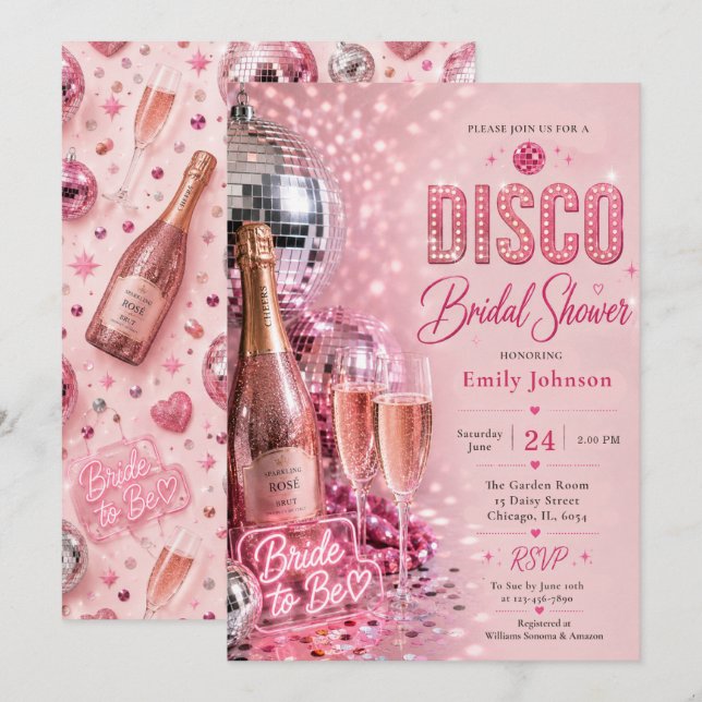 Invitación de Despedida de Soltera Disco (Anverso / Reverso)