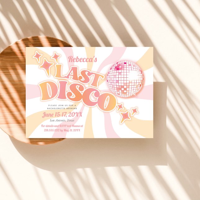 Invitación de despedida de soltera disco Groovy ro (Subido por el creador)