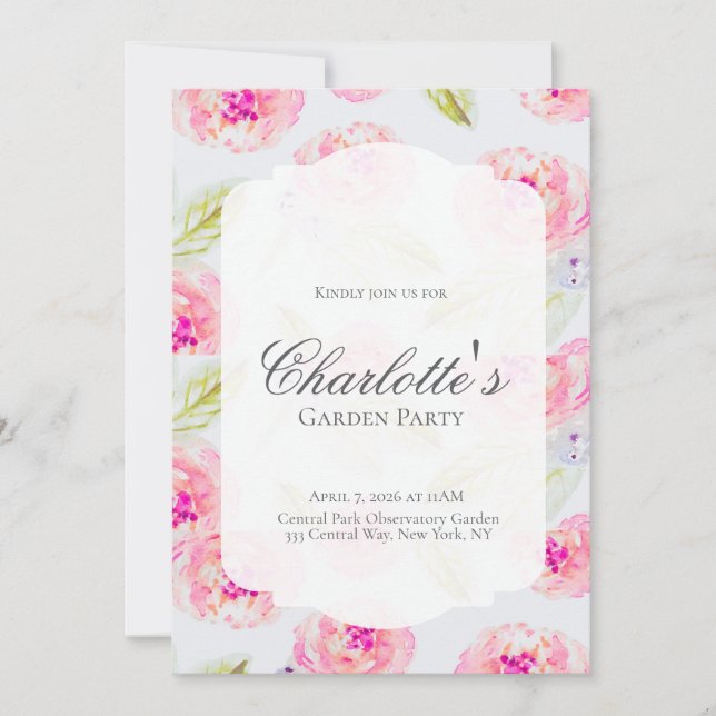 Invitación de Despedida de Soltera Editable Jardín (Anverso)