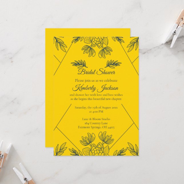Invitación de Despedida de Soltera Elegancia Dorad (Anverso/Reverso In Situ)