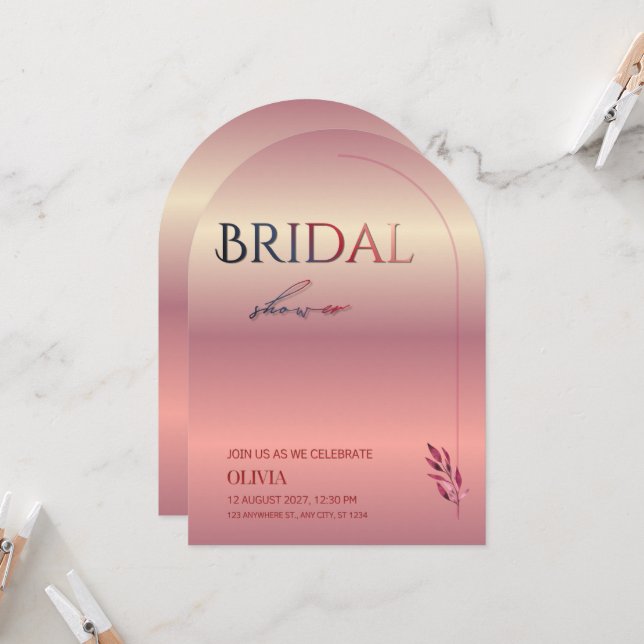 Invitación de Despedida de Soltera Elegant Arch |  (Anverso/Reverso In Situ)