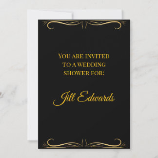 Invitación de Despedida de Soltera Elegante Negro 