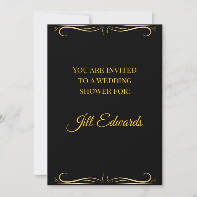 Invitación de Despedida de Soltera Elegante Negro  (Anverso)