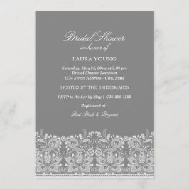 Invitación de Despedida de Soltera en Encaje Gris