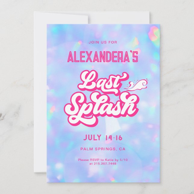 Invitación de Despedida de Soltera en Last Splash  (Anverso)