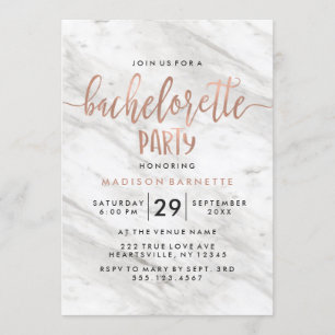 Invitación de despedida de soltera en mármol y oro