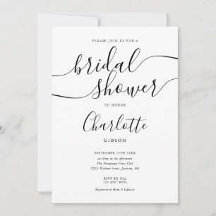 Invitación de Despedida de Soltera en Negro y Blan