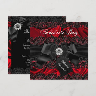 Invitación de despedida de soltera en negro y rojo