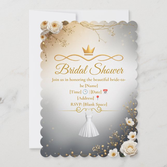 Invitación de Despedida de Soltera en Oro Elegante (Anverso)