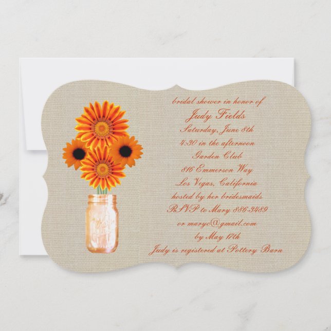 Invitación de Despedida de Soltera en Tarro de Mas (Anverso)