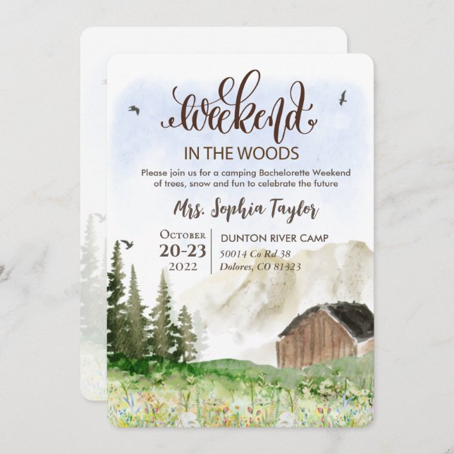 Invitación de despedida de soltera fin de semana e (Anverso / Reverso)