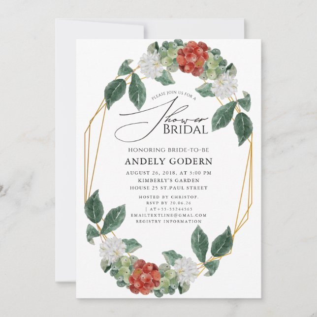 Invitación de Despedida de Soltera Fleurs Pastel M (Anverso)