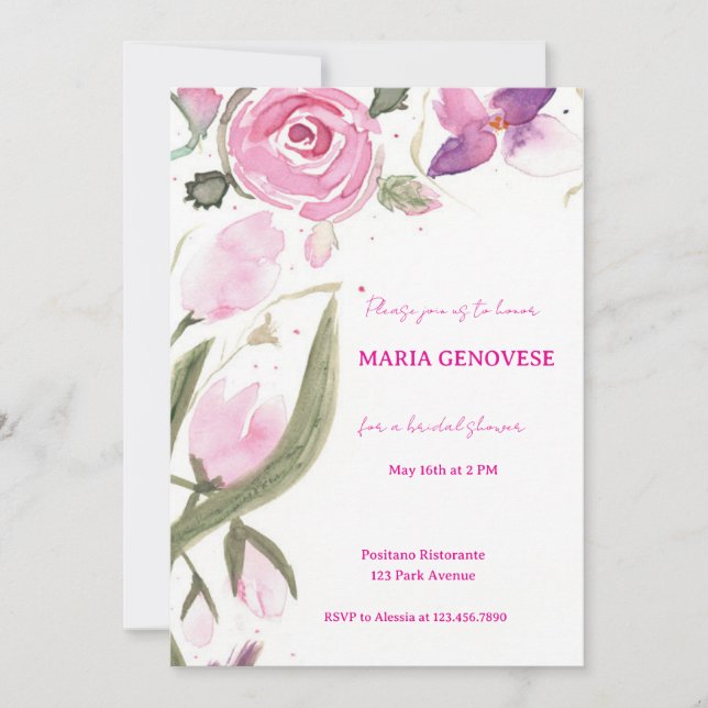 Invitación de Despedida de Soltera Floral (Anverso)