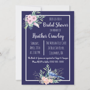 Invitación de Despedida de Soltera Floral Blue Jay