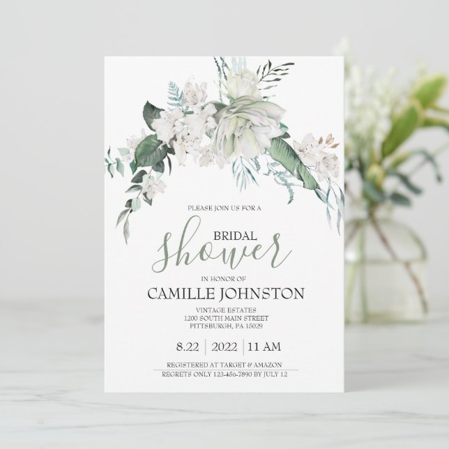 Invitación de Despedida de Soltera Floral Bohemio (Anverso de pie)