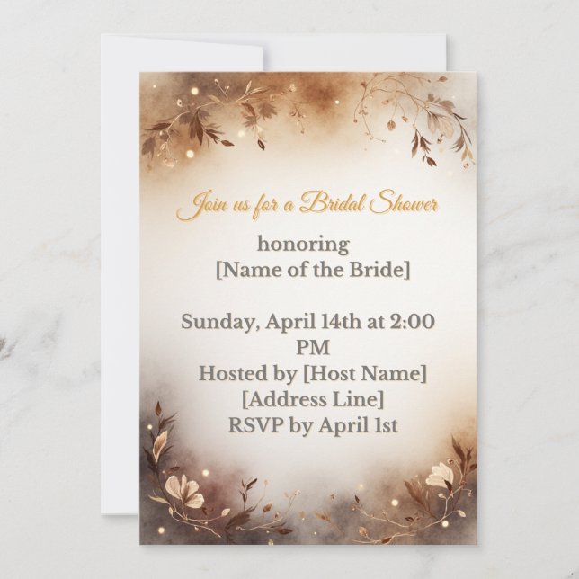 Invitación de Despedida de Soltera Floral Boho (Anverso)
