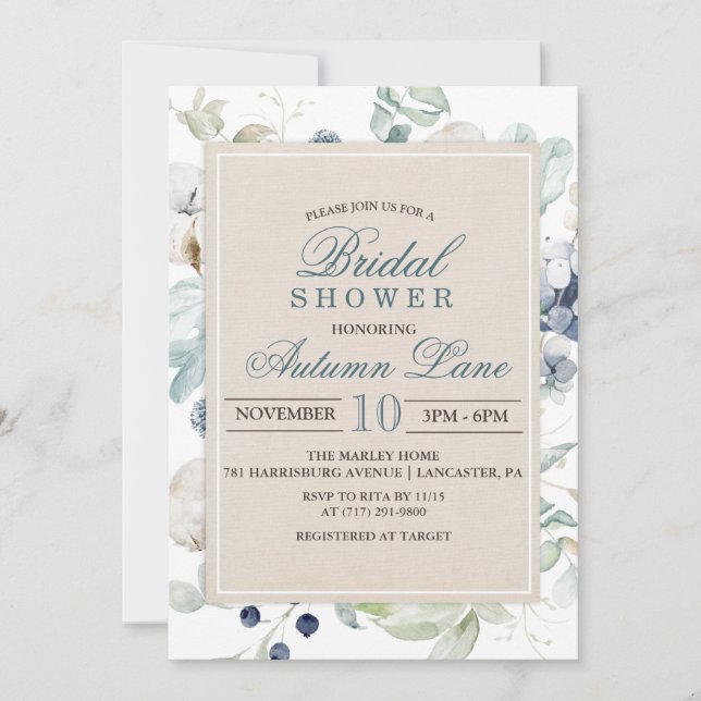 Invitación de Despedida de Soltera Floral Botánica (Anverso)