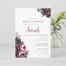 Invitación de Despedida de Soltera Floral Burdeos